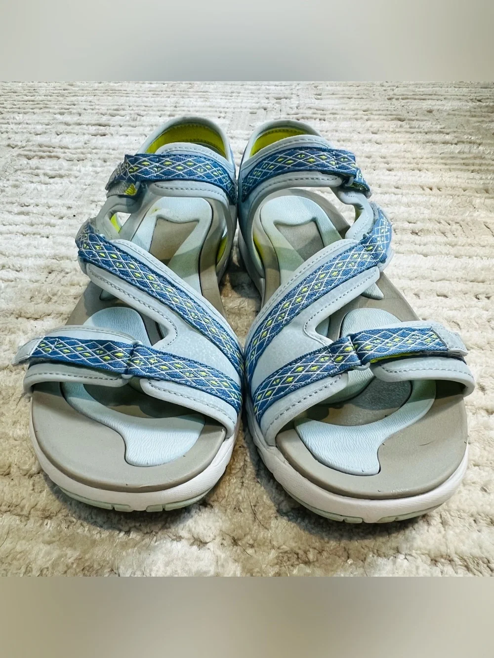 Ryka Womens Ginger Lt Blue Adjustable Comfort Sport Sandal Size 10W